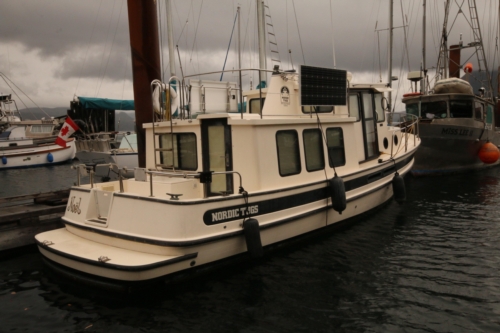 1999 Nordic Tug 32, Starboard Side: note Solar Panels