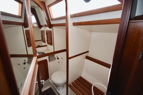 1996 Tanton 45 Offshore, Aft head view from stbd cabin