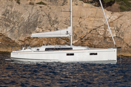 2023 Beneteau Oceanis 38.1, 2023 Beneteau Oceanis 38.1 sailing near rocky coastline.