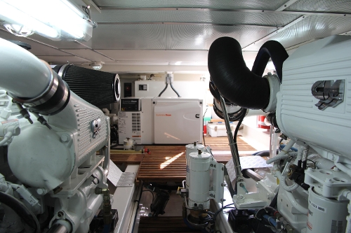 2009 Grand Banks 47 Europa, Engine Room Looking Aft