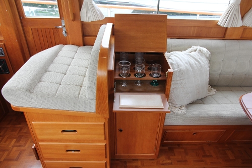 2001 Grand Banks 42 Classic, Helm Seat and Bar Cabinet