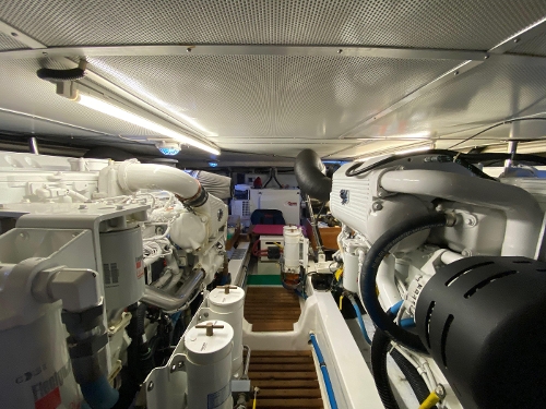2009 Grand Banks 47 Europa, Engine room looking aft
