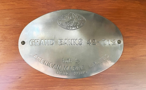 1973 Grand Banks Classic 42, Nameplate, Hull #312