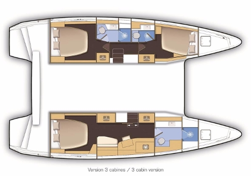 2018 Lagoon 42, Manufacturer Provided Image: Lagoon 42 3 Cabin Layout