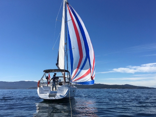 2004 Hunter 36, Override Flying Her Asymmetrical Spinnaker