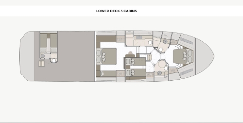 2013 Monte Carlo Yachts MCY 65, Accommodations Deck Layout